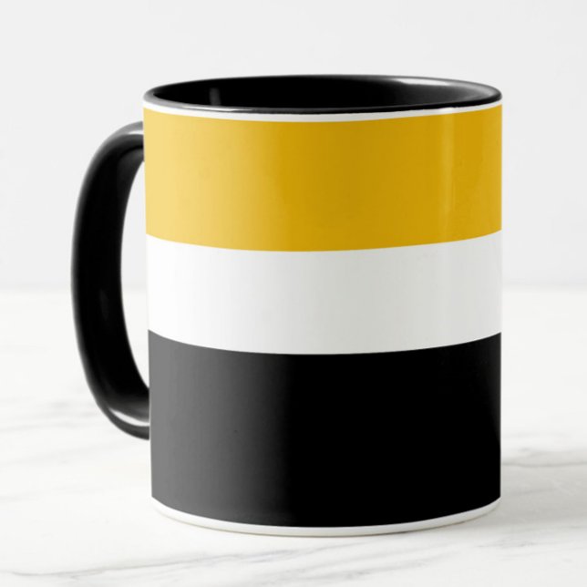 Yellow White Black Colour Block Style Design  Mug (Creator Uploaded)
