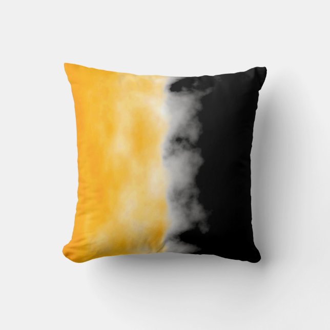 Yellow White Black Druzy Geode Slice look Throw Pillow (Front)