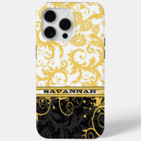 Yellow White Black Personalized Damask iPhone Skin