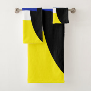 Yellow White Blue Black Abstract Art Bath Towels