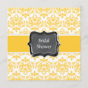 Yellow white bridal shower personalize invitation