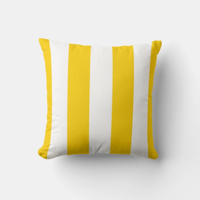 Yellow & White Broad Stripes Decorative Throw Pillow (Front)
