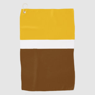 Yellow White Brown Plain Color Block Design  Golf Towel