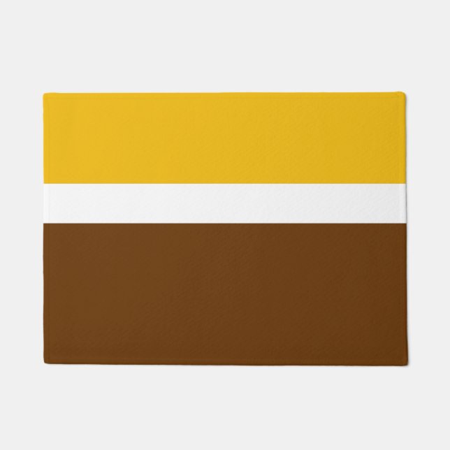 Yellow White Brown Plain Colour Block Design  Doormat (Front)