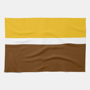 Yellow White Brown Plain Colour Block Design  Kitchen Towel