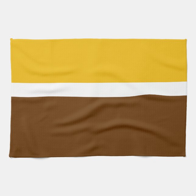 Yellow White Brown Plain Colour Block Design  Kitchen Towel (Horizontal)