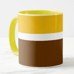 Yellow White Brown Plain Colour Block Design  Mug