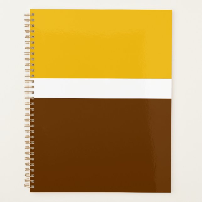 Yellow White Brown Plain Colour Block Design  Planner (Front)