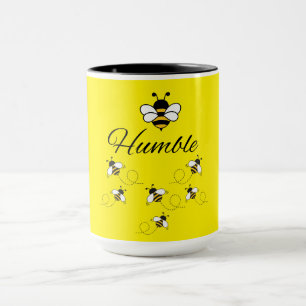 YELLOW WHITE CERAMIC 15 OZ. BEE HUMBLE MUG
