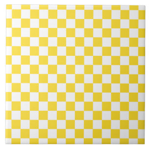 Yellow White Check Chequered Chequerboard Pattern Tile