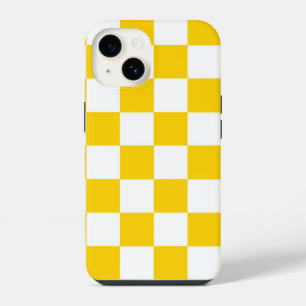 Yellow White Chequered Check Pattern iPhone Case
