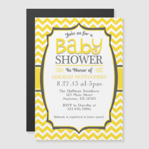Yellow White Chevron Magnetic Baby Shower Invite