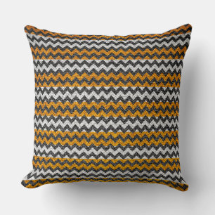 Yellow White Chevron Stripes Pattern Throw Pillow