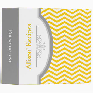 Yellow white chevron with frame recipe binder
