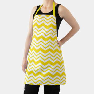 Yellow White Chevron Zigzag Pattern Design  Apron
