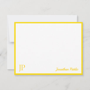 Yellow White Classic Handwritten Script Monogram Card