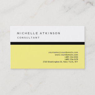 Yellow White Classical Elegant Plain Professional Business Card
