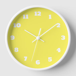Yellow White Colourful Bright Custom Colour Decor Clock