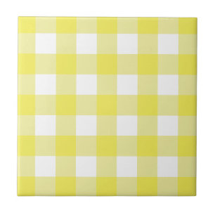 Yellow & White Cottagecore Gingham Check Plaid Tile