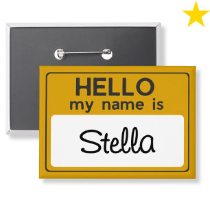 Yellow White Custom Name Hello My Name Is