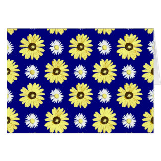 Yellow White Daisies on Navy Blue Blank Card