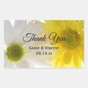 Yellow White Daisies Wedding Thank You Favour Tag
