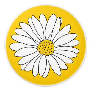 Yellow & White Daisy 2 Ceramic Knob