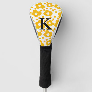 Yellow white daisy floral pattern add monogram mus golf head cover