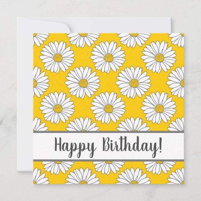Yellow White Daisy Pattern 2 Card (Front)