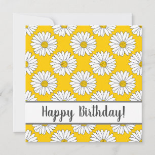 Yellow White Daisy Pattern 2 Card