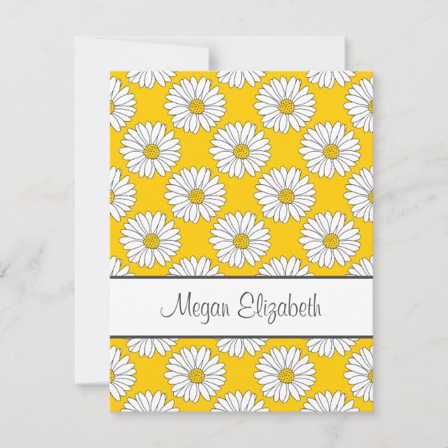 Yellow White Daisy Pattern 2 Card (Front)