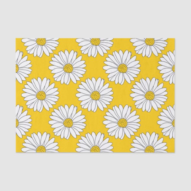 Yellow White Daisy Pattern 2 Tissue Paper (Front)