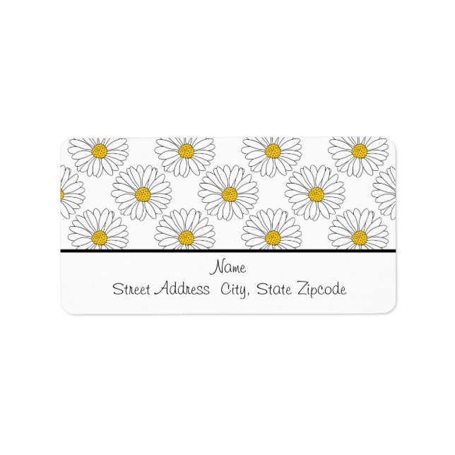 Yellow White Daisy Pattern Label (Front)