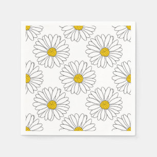 Yellow White Daisy Pattern Napkin