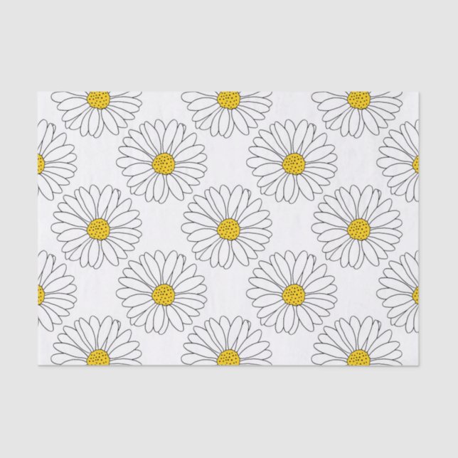 Yellow White Daisy Pattern Tissue Paper (Front)