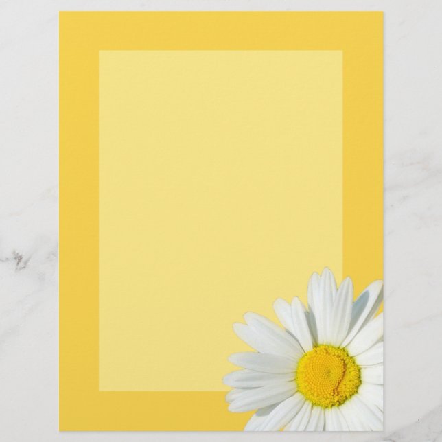 Yellow & White Daisy Personalized Stationary Paper (Front)