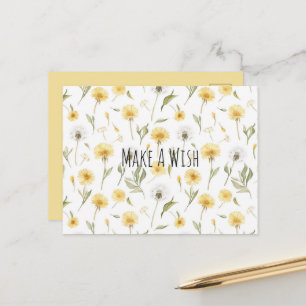Yellow White Dandelions Flowers Postcard
