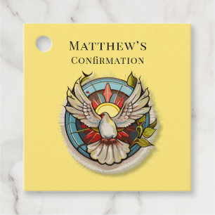 Yellow White Dove Religious Catholic Confirmation  Favour Tags