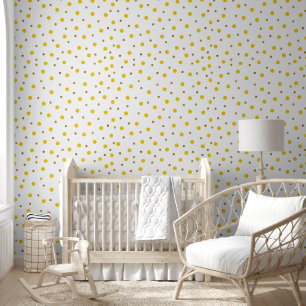 Yellow White Elegant Dots Pattern Wallpaper