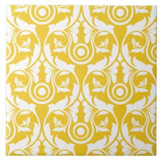 Yellow &white elegant floral pattern tile