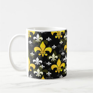 Yellow White Fleur De Lis Coffee Mug
