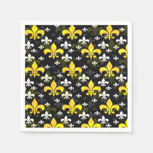 Yellow White Fleur De Lis  Napkin