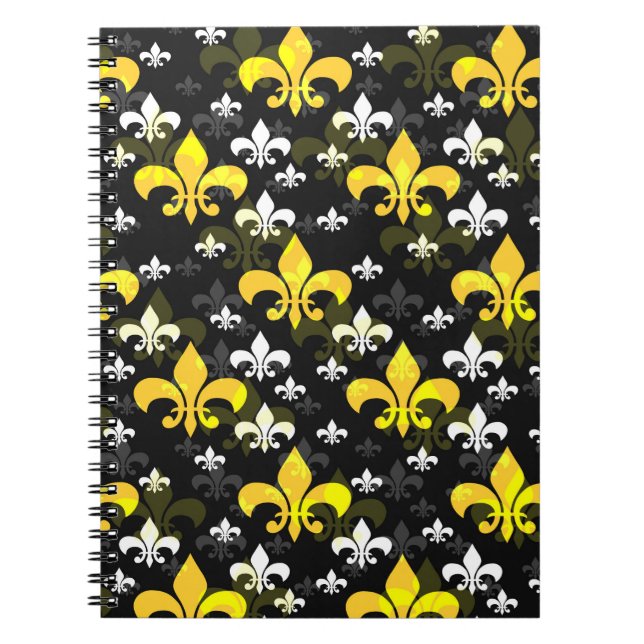 Yellow White Fleur De Lis  Notebook (Front)