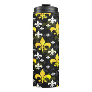 Yellow White Fleur De Lis Thermal Tumbler