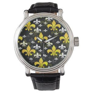 Yellow White Fleur De Lis  Watch