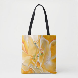 Yellow white flower abstract art Georgia O'Keeffe Tote Bag