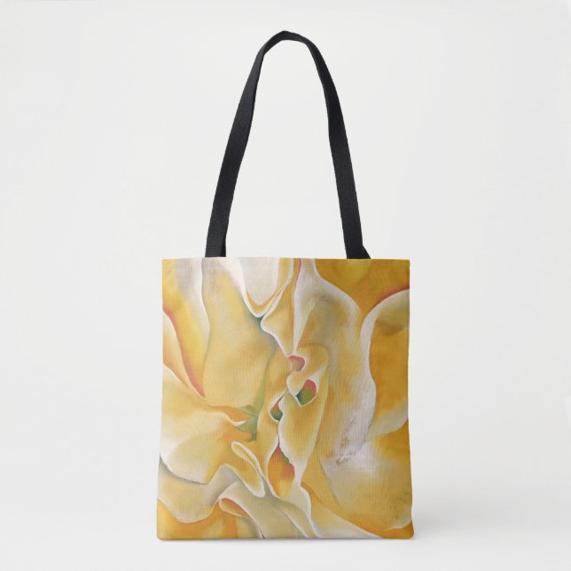 Yellow white flower abstract art Georgia O'Keeffe Tote Bag (Front)