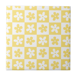 Yellow & White Flower Caro Pattern Tile