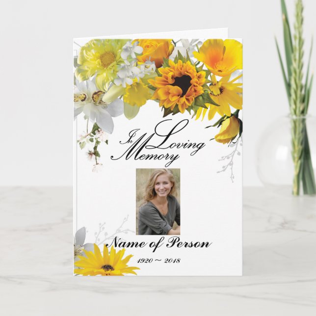 Yellow & White Flowers Funeral Program (Front)