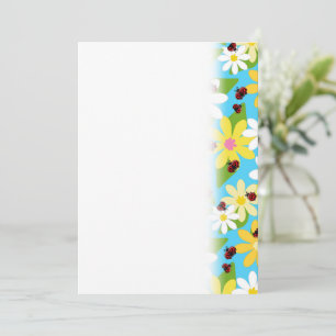 Yellow White Flowers Red Ladybug Beetle Save The Date